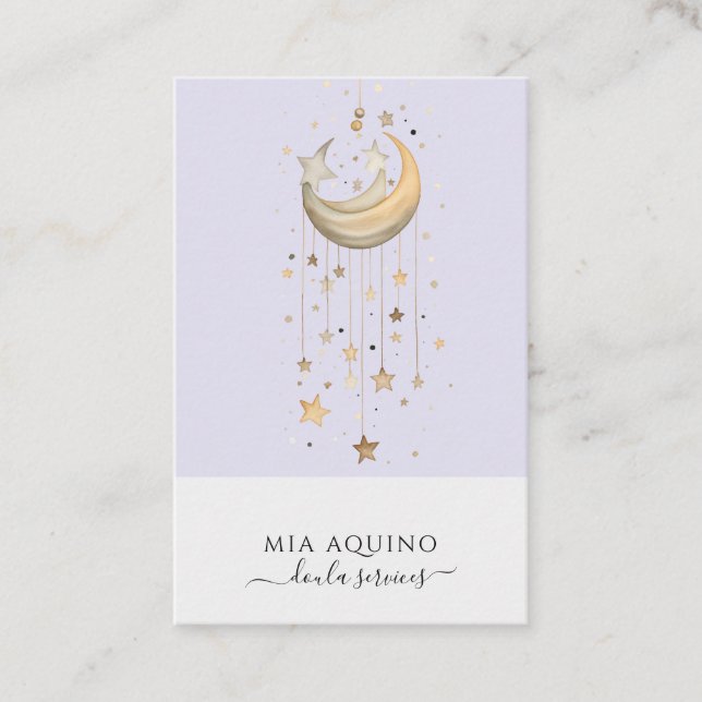 Doula Services Moon and Stars Business Card Visitenkarte (Vorderseite)
