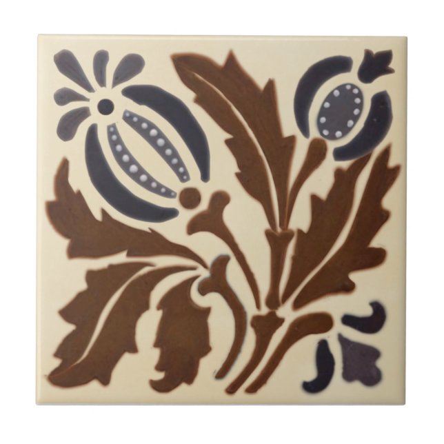 Doulton Lambeth Barbotine Antireproduktion Fliese (Vorderseite)