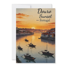 Douro Sunset Portugal Travel Art Invitation – Port