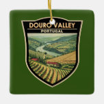 Douro Valley Portugal Reisen Kunst Vintag Keramikornament<br><div class="desc">Douro Valley im Stil der Vektorkunst. Das Douro Weingebiet bis Barca de Alva ist die älteste abgegrenzte Weinregion der Welt.</div>