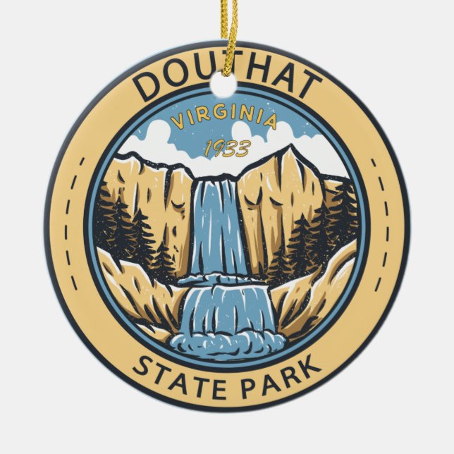 Douthat Staat Park Virginia Abzeichen Keramik Ornament (Vorne)