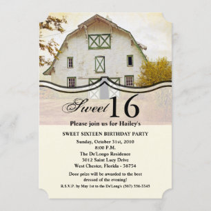 Doux 16 Anniversaire Invitation Sunset Barn Countr