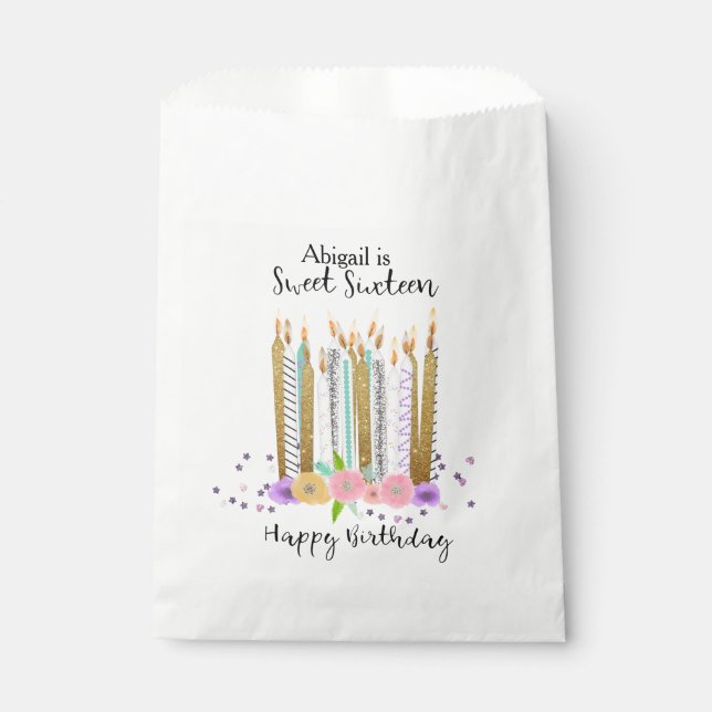 Doux 16 bougies d'anniversaire Favoriser les sacs (Devant)