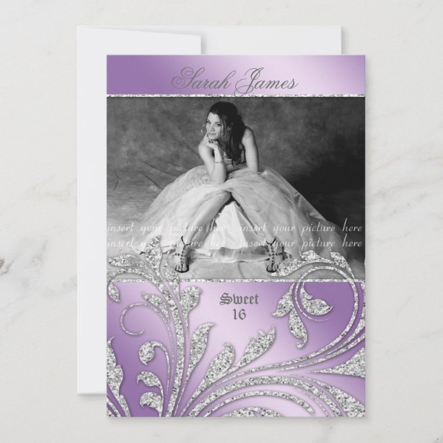 Doux 16 Invitations Parties scintillant Feuilles M (Devant)