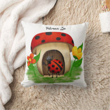 Doux Coussin de Jeté de Coccinelle Amie