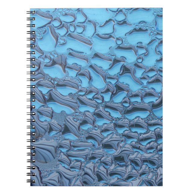 Doux gouttes de pluie sur carnet en verre bleu (Devant)