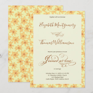 Doux Jaune main tiré Faire-part de mariage floral