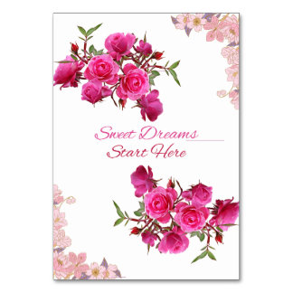 Doux Rêves Commencent Ici Carte de Table Rose