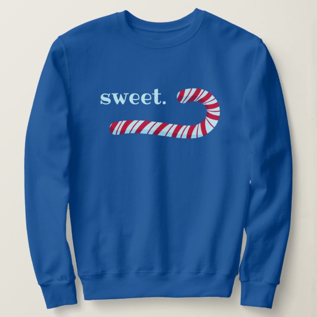 "Doux." Sweatshirt sucre de canne de Noël (Design devant)