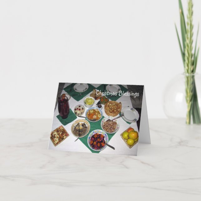 Douze Plats et Bénédiction de Noël pour vous carte (Devant)