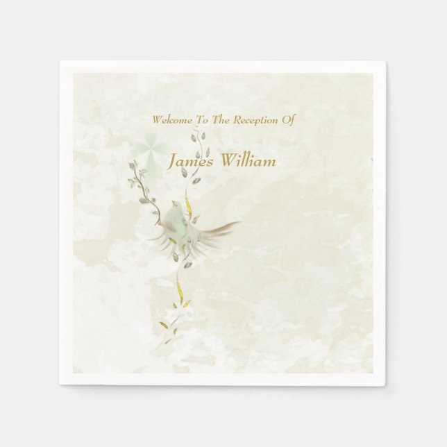 Dove and golden leaves paper napkins  serviette (Vorderseite)