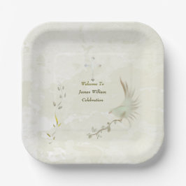 Dove and golden leaves paper plates pappteller