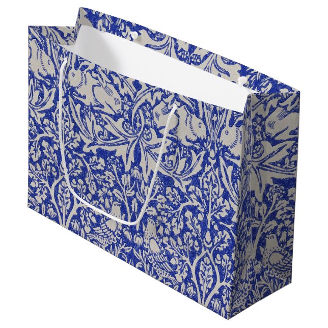 Dove and Rabbit, William Morris große Geschenktasc Geschenktüte (Vorderseite Schrägansicht)
