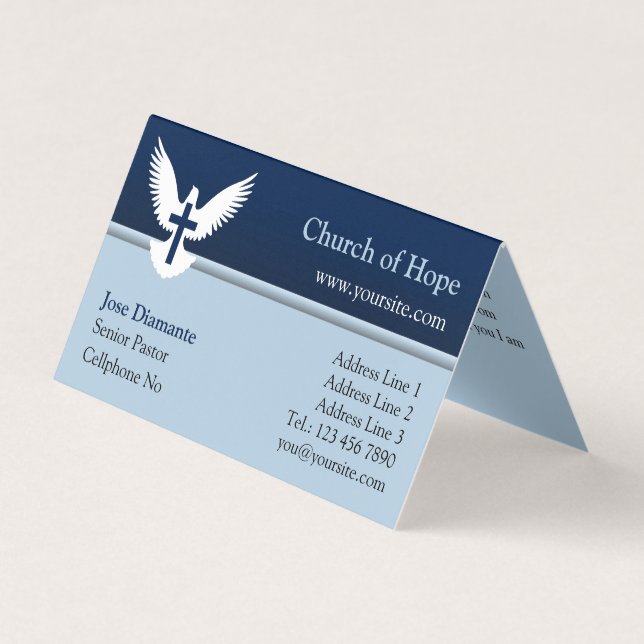 Dove avec Carte de visite plié bleu croisé (Devant)