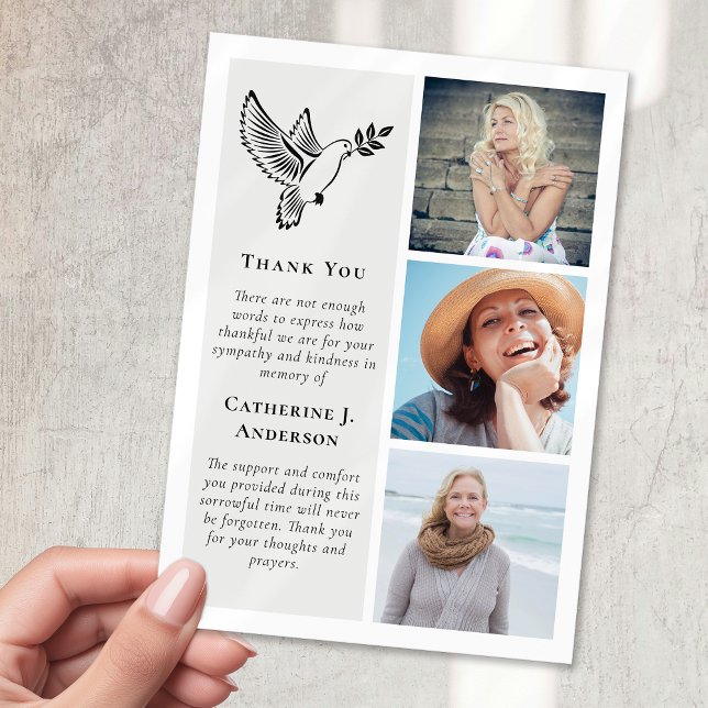 Dove Bird 3 Foto Beileid Beerdigung Dankeskarte (Von Creator hochgeladen)