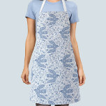 Dove Bird Blue Muster Schürze<br><div class="desc">Dusty blau-weiße Volkskunst Taubenmuster für Frieden und Hoffnung. Originelle Kunst von Nic Squirrell.</div>