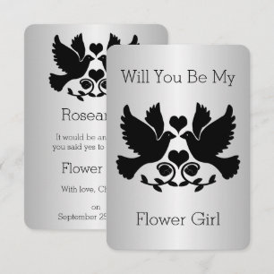Dove Black and Silver Flower Girl Request Einladung