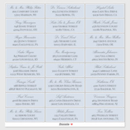 Dove Blue Elegant Script 24 Wedding Guest Address Aufkleber