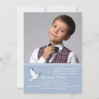 Dove Blue Religieux Photo Invitation