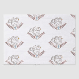 Dove Cross Religious Taufen Christening Seidenpapier