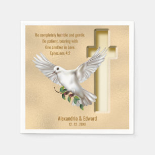 Dove Cross Scripture Verse Ephesians 4:2 Serviette