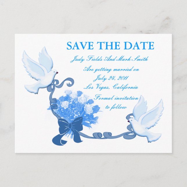 Dove Custom Enregistrer La Date Carte Postale (Devant)