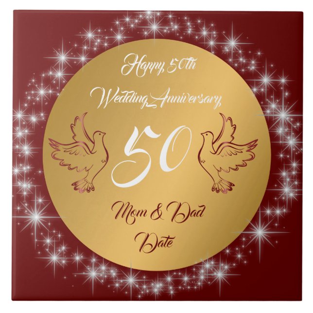 Dove Customize Happy Gold 50th Anniversary Fliese (Vorderseite)