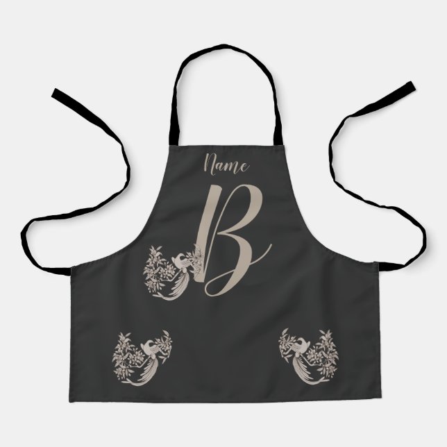 Dove Elegant Monogram Initial B Name Schürze (Vorderseite)