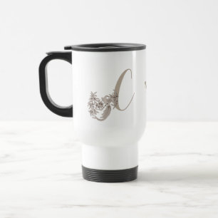 Dove Elegant Monogram Initial C Ihr Name Reisebecher