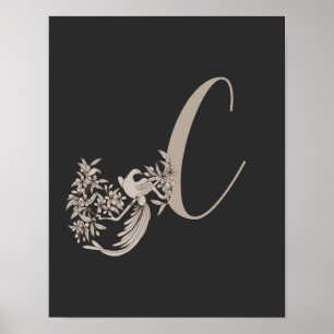 Dove Elegant Monogram Initial C Poster