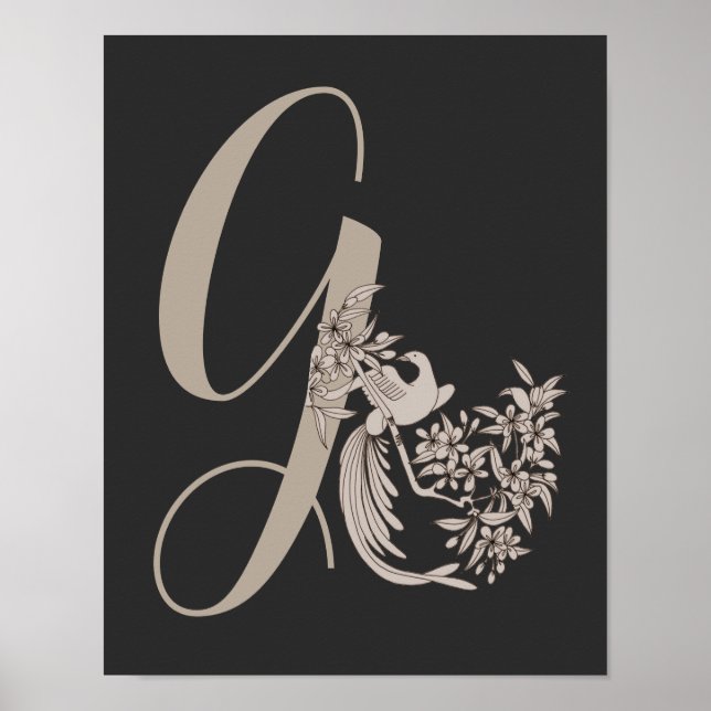 Dove Elegant Monogram Initial G Poster (Vorne)