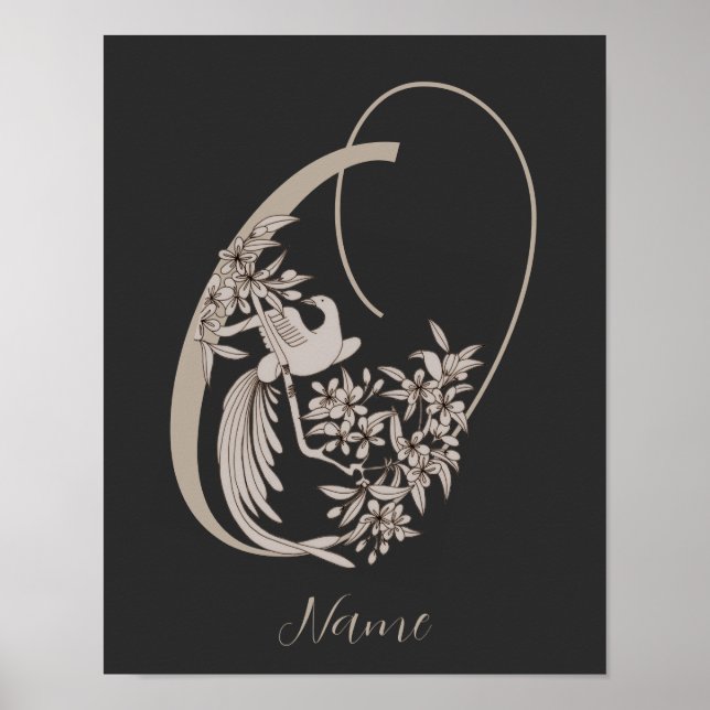 Dove Elegant Monogram Initial O Personalisiert Poster (Vorne)