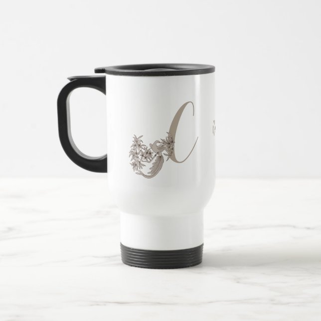 Dove Elegant Monogram Initiale C Personalisiert Reisebecher (Links)