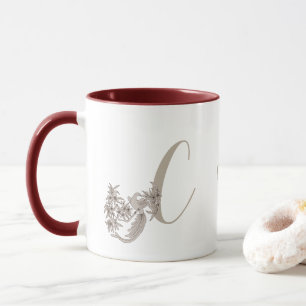 Dove Elegant Monogramm Initiale C Personalisiert Tasse