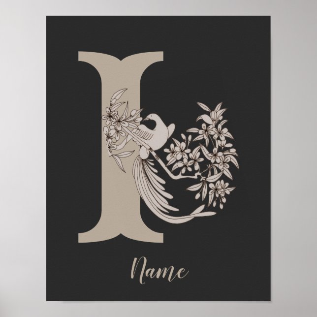 Dove Elegant Monogramm Initiale I Personalisiert Poster (Vorne)