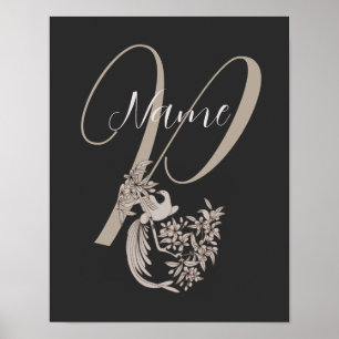Dove Elegant Monogramm Initiale P Personalisiert Poster