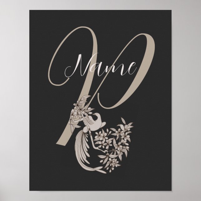 Dove Elegant Monogramm Initiale P Personalisiert Poster (Vorne)
