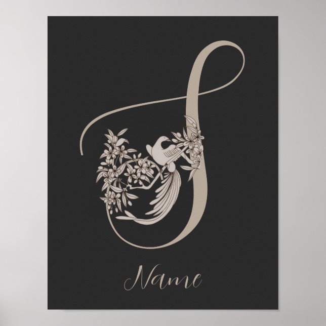 Dove Elegant Monogramm Initiale S Personalisiert Poster (Vorne)