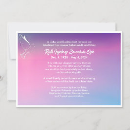 Dove European Style Death Announcement Card Ankündigung