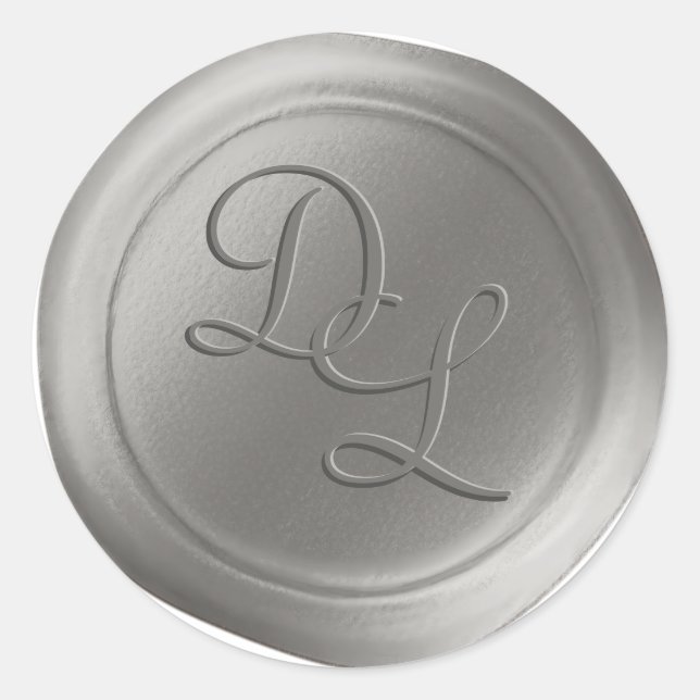 Dove Gray 2 Letter Monogram Wax Siegel Stickers (Vorderseite)