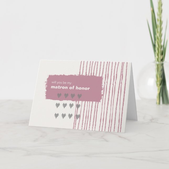 Dove Gray and Pink Be My Matron of Honour Einladung (Vorderseite)