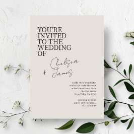 Dove Gray | Chic Script Minimalistisch Wedding Einladung