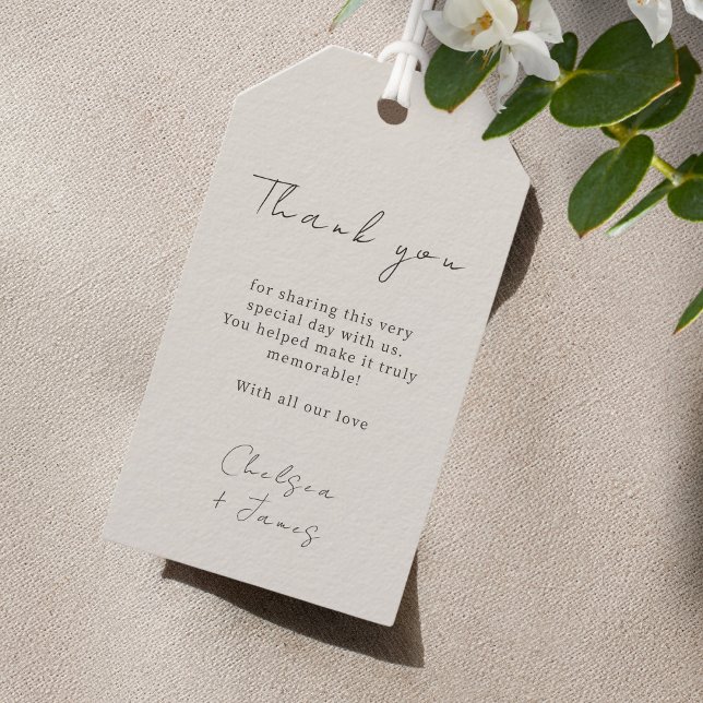 Dove Gray | Chic Script Wedding Vielen Dank Geschenkanhänger (Von Creator hochgeladen)