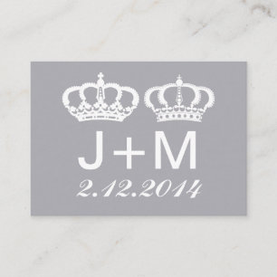 Dove Gray Royal Couple Wedding Platzkarte
