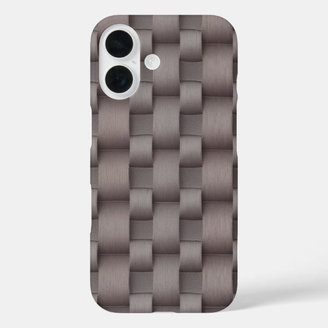 Dove Grey & Dusty Rose Silk Weave Texture Pattern  iPhone 16 Hülle (Rückseite)