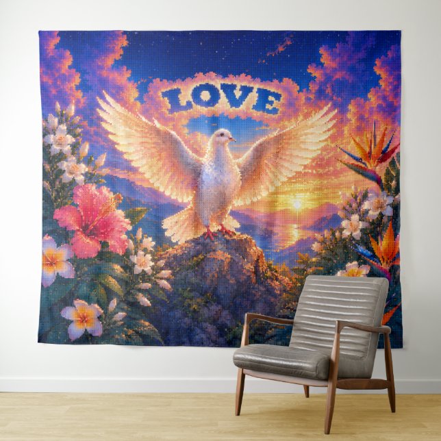 Dove | Liebe über alles Wandteppich (Beispiel (Horizontal))