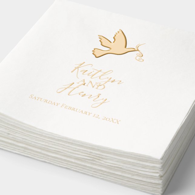 Dove mit zwei Bändern moderne Hochzeit Servietten Mit Folie (Ausschnitt)