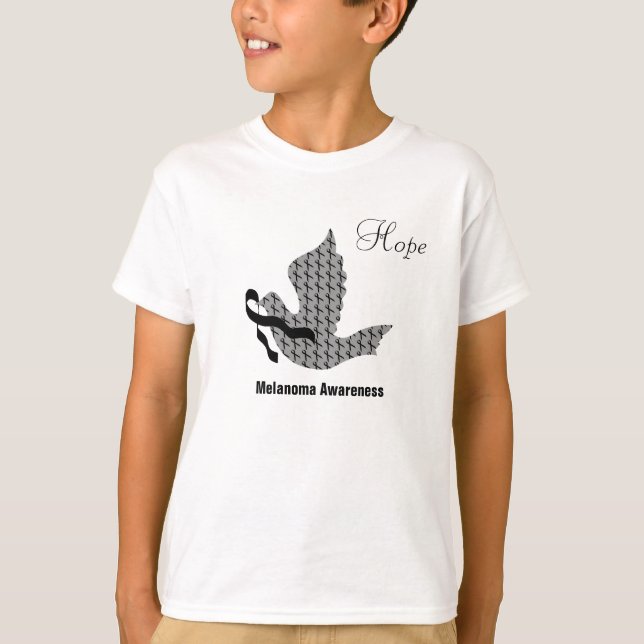 Dove of Hope Black Ribbon - Melanom T-Shirt (Vorderseite)