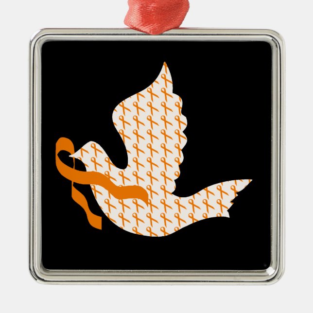 Dove of Hope Orange Ribbon - Leukemia Ornament Aus Metall (Vorne)