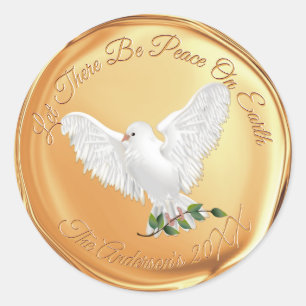 Dove of Peace Christmas Gold Wax Siegel Runder Aufkleber